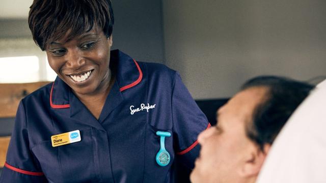 Sue Ryder nurse and patient